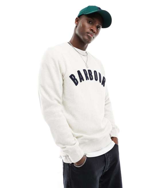 Barbour - sweatshirt SAPIO met logo in collegestijl in ecru