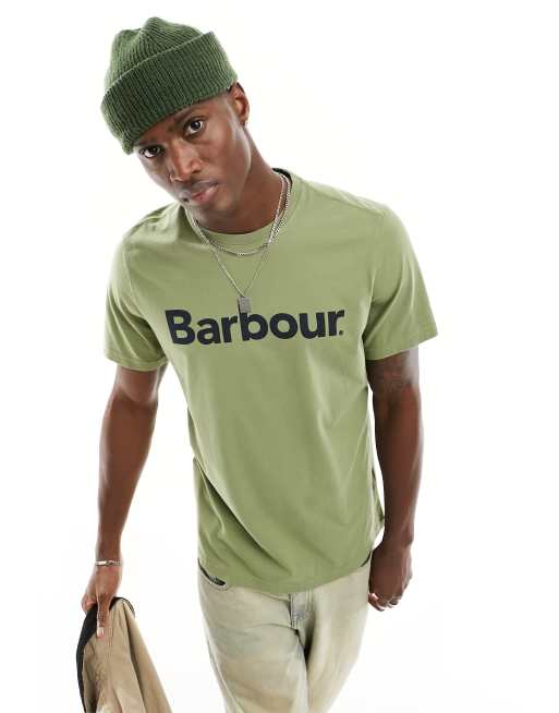 Barbour – T-shirt z dużym logo w kolorze khaki