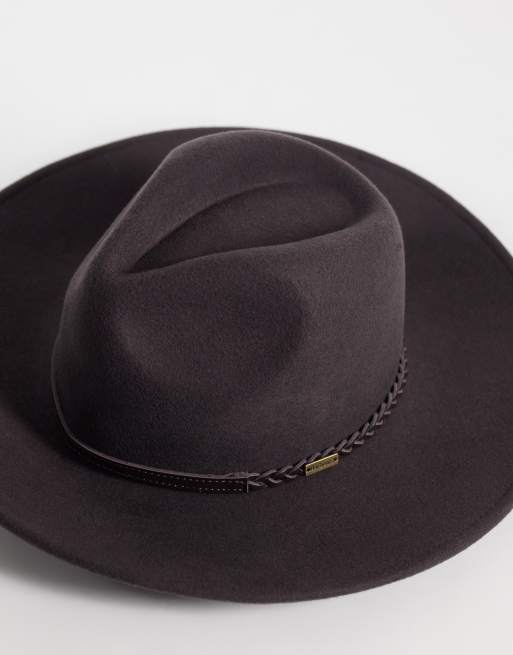Barbour Tack wool fedora hat in chocolate brown, 2 of 3