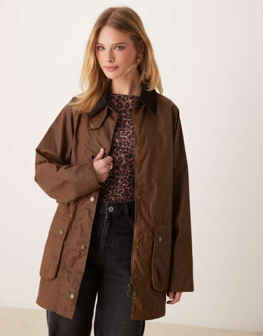 Barbour Tain Wax Jacket in bark/muted | ASOS