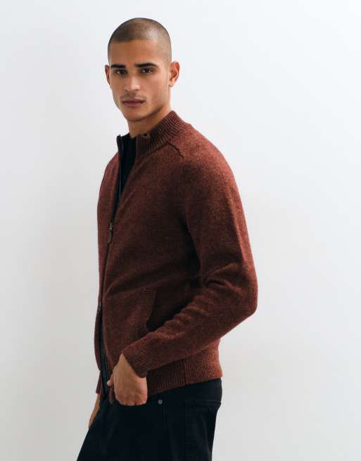 Barbour Talder zip through knitted jumper in brown, 3 of 5