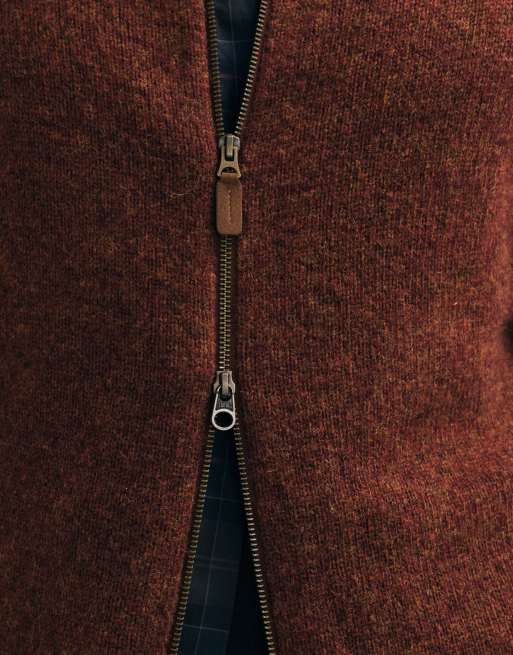 Barbour Talder zip through knitted jumper in brown, 4 of 5