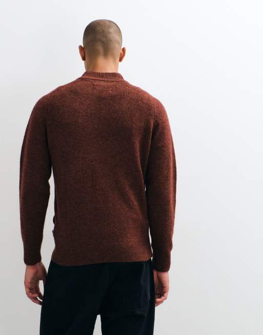 Barbour Talder zip through knitted jumper in brown, 5 of 5