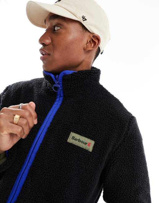 Barbour - Tarn - Vendbar fleece med logoprint i sort/olivengrøn