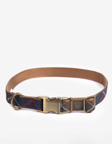 Barbour tartan check dog collar in green - view 1