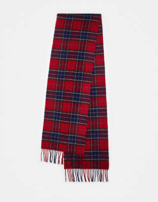 Barbour Barbour tartan check lambswool scarf in red
