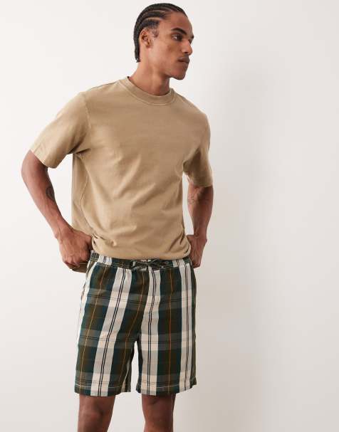 Barbour tartan check relaxed short in green - view 1