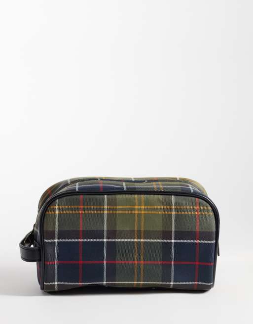 Barbour tartan check washbag in green, 4 of 4