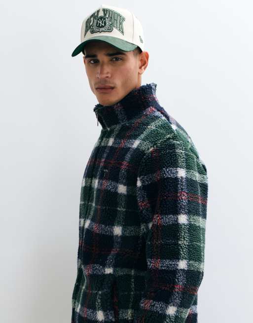 Barbour tartan check zip through fleece in green, 5 of 5