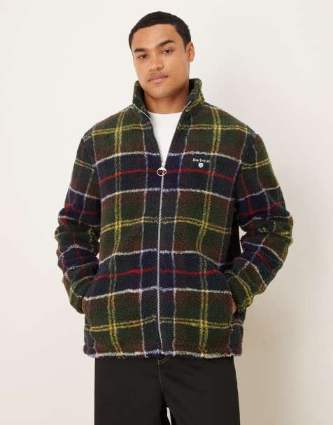 Barbour Tartan fleece zip through in classic tartan - DGREEN - view 1