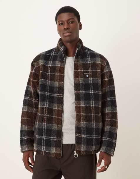 Barbour Tartan fleece zip through in midnight oak tartan - DGREEN - view 1