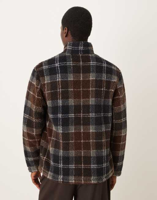 Barbour Tartan fleece zip through in midnight oak tartan - DGREEN, 3 of 5