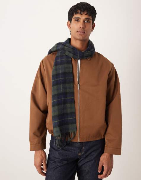 Barbour Tartan lambswool scarf in olive green night  - view 1