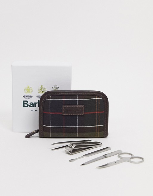 Barbour tartan manicure kit in tan