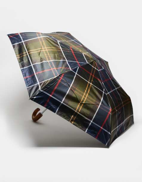 Barbour Tartan mini umbrella in classic - DGREEN - view 1