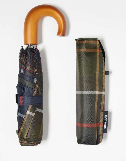 Barbour Tartan mini umbrella in classic - DGREEN, 2 of 3
