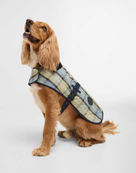 Barbour tartan quilted dog coat in green/blue - view 1