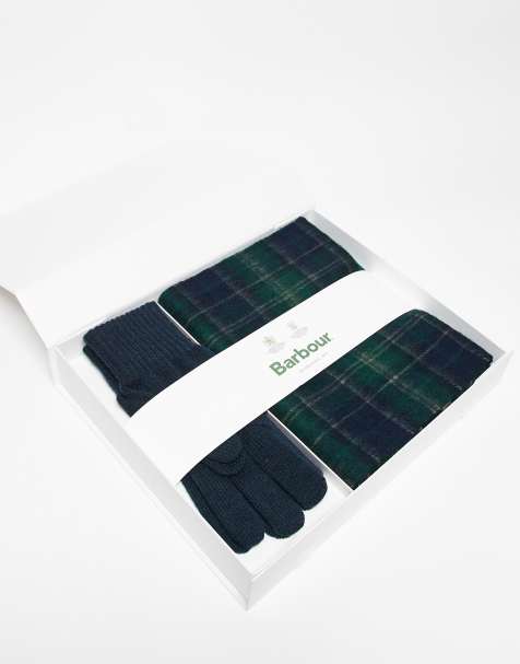 Barbour tartan scarf & glove gift set in green - MULTI - view 1