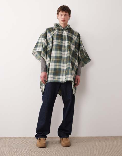 Barbour tartan showerproof poncho in green - view 1
