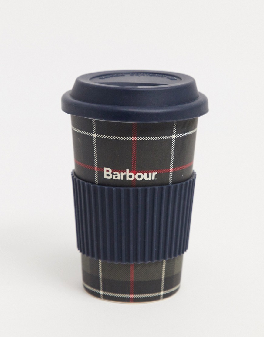 Barbour tartan travel mug in tan