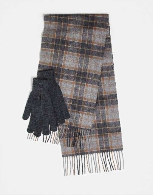 Barbour - tartan - Tørklæde og handsker, gavesæt i grå