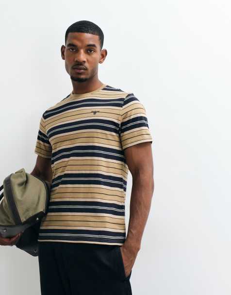 Barbour Tartham kurzärmeliges tailliertes Streifen-T-Shirt in Beige - view 1