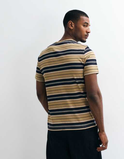 Barbour Tartham short sleeve tailored stripe t-shirt in beige, 3 of 5