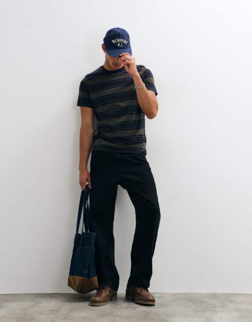 Barbour Tartham short sleeve tailored stripe t-shirt in dark navy, 2 of 5