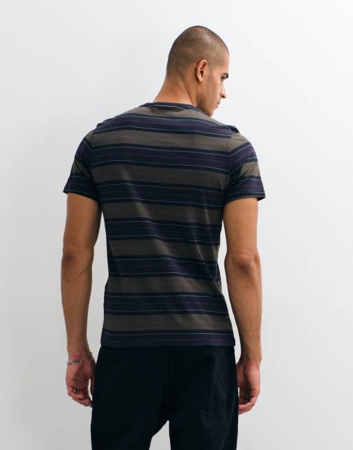 Barbour Tartham short sleeve tailored stripe t-shirt in dark navy, 3 of 5