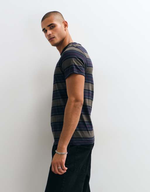 Barbour Tartham short sleeve tailored stripe t-shirt in dark navy, 5 of 5