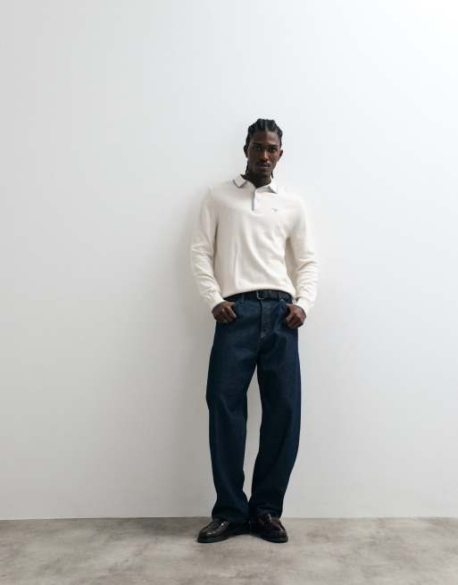 Barbour Taunton knitted logo polo shirt in white, 2 of 5