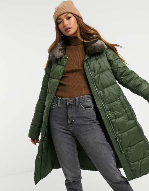 Barbour long discount green coat