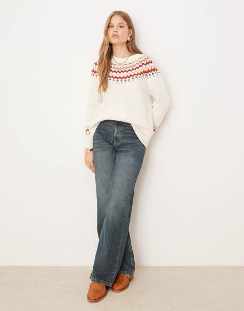 Barbour Tidal knitted Fair Isle jumper in white - view 1