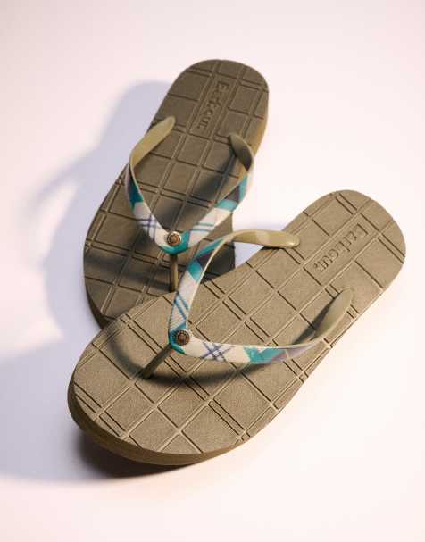 Barbour Tilda toe post tartan sandal in green - view 1