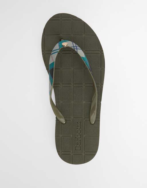 Barbour Tilda toe post tartan sandal in green, 3 of 5