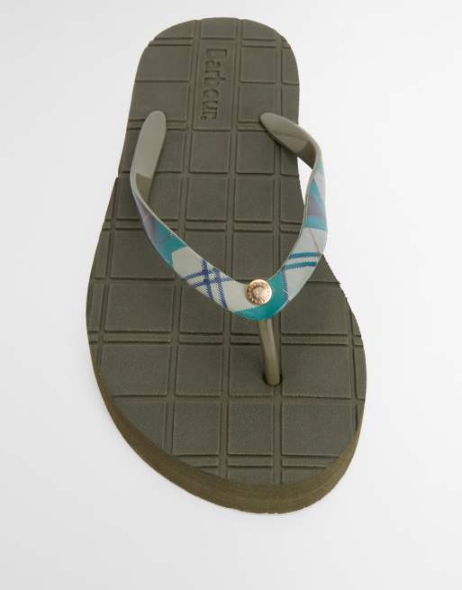 Barbour Tilda toe post tartan sandal in green, 4 of 5