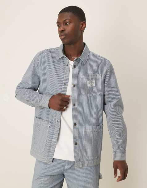 Barbour tindale stripe overshirt in bleached blue - view 1