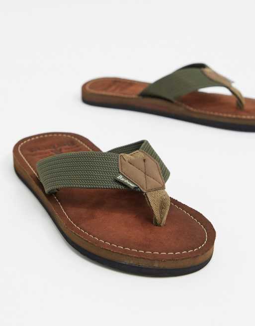 Barbour Toeman rubber flip flops in olive