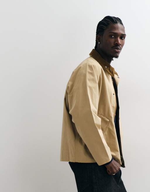 Barbour Transport oversized harrington jacket in stone, 3 of 5