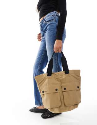Barbour Transport tote bag in golden khaki-Green