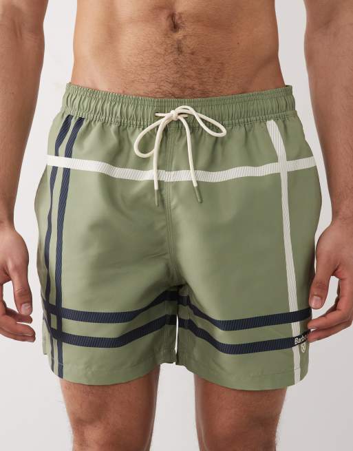 Barbour Twain tartan check logo swim short in green, 4 of 5