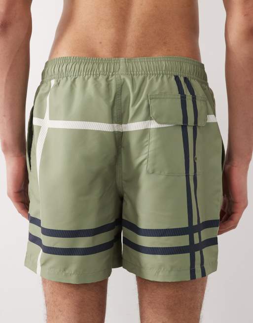 Barbour Twain tartan check logo swim short in green, 5 of 5