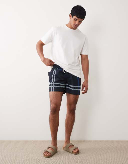 Barbour Twain tartan check logo swim short in navy, 2 of 5