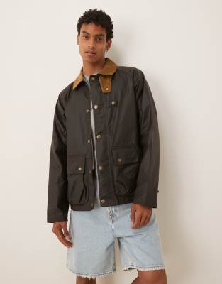 Barbour utility spey wax jacket in olive | ASOS