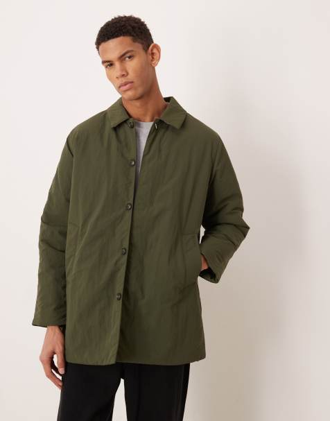 Barbour wadded lorden showerproof mac coat in olive - view 1