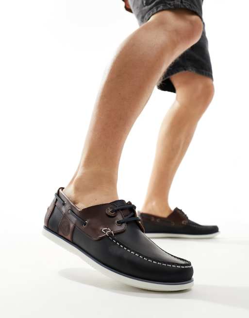 Barbour – Wake – Bootschuhe in Marineblau/Braun