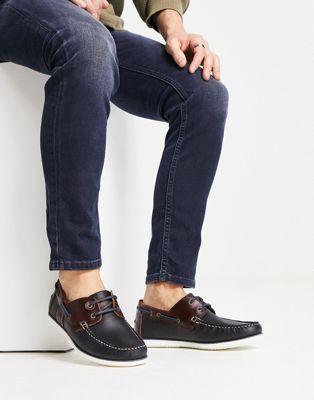 Barbour Wake leather boat shoes in navy