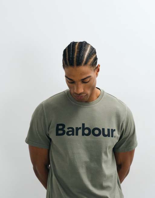 Barbour Washington short sleeve tailored logo t-shirt in khaki , 3 of 5