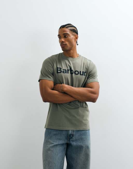 Barbour Washington short sleeve tailored logo t-shirt in khaki , 4 of 5