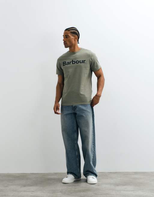 Barbour Washington short sleeve tailored logo t-shirt in khaki , 5 of 5